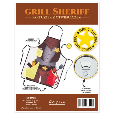 Grill Sheriff fartuszek i otwieracz dla mężczyzny Grill Sheriff fartuszek i otwieracz dla mężczyzny