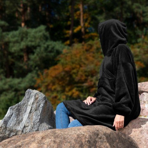 Bluzair Bluza Koc Hoodie Oversize Polska Czarny Bluzair Bluza Koc Hoodie Oversize Polska Czarny