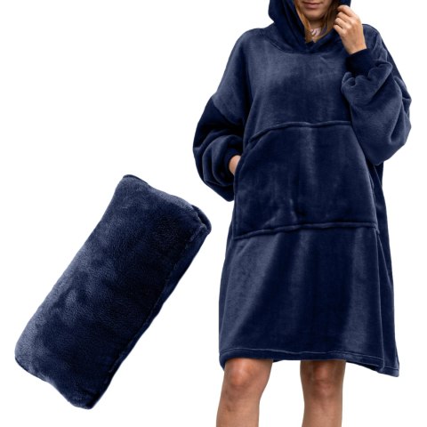 Bluzair Bluza Koc z Kapturem XXL Ciepła Granat 4w1 Bluzair Bluza Koc z Kapturem XXL Ciepła Granat 4w1