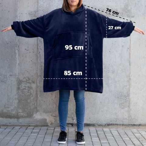 Bluzair Bluza Koc z Kapturem XXL Ciepła Granat 4w1 Bluzair Bluza Koc z Kapturem XXL Ciepła Granat 4w1