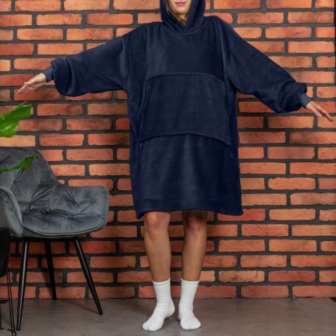 Bluzair Bluza Koc z Kapturem XXL Ciepła Granat 4w1 Bluzair Bluza Koc z Kapturem XXL Ciepła Granat 4w1