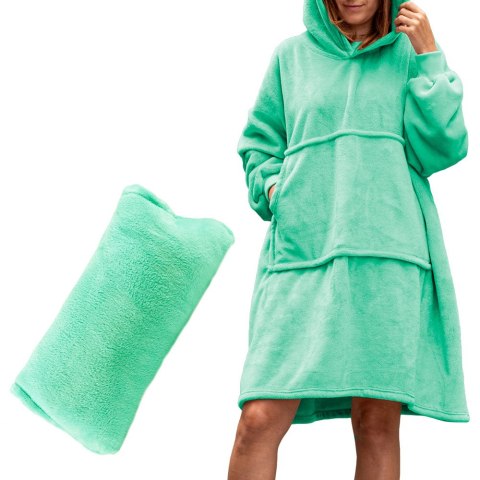 Bluzair Bluza Koc z Kapturem XXL Ciepła Miętowy Bluzair Bluza Koc z Kapturem XXL Ciepła Miętowy