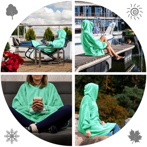 Bluzair Bluza Koc z Kapturem XXL Ciepła Miętowy Bluzair Bluza Koc z Kapturem XXL Ciepła Miętowy