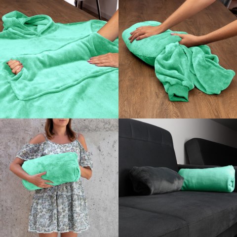 Bluzair Bluza Koc z Kapturem XXL Ciepła Miętowy Bluzair Bluza Koc z Kapturem XXL Ciepła Miętowy