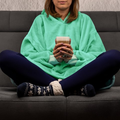Bluzair Bluza Koc z Kapturem XXL Ciepła Miętowy Bluzair Bluza Koc z Kapturem XXL Ciepła Miętowy