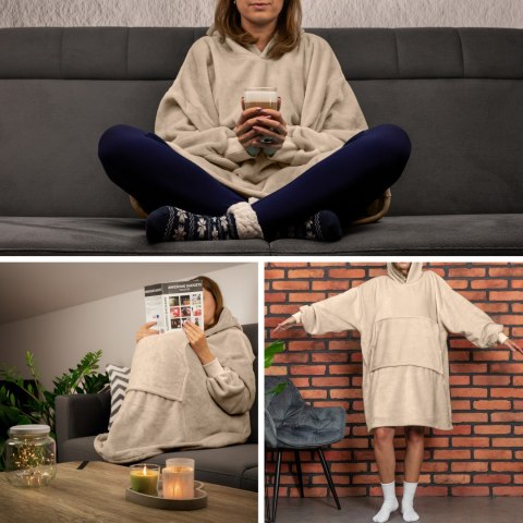 Bluzair Koco Bluza Oversize Kapturem Beżowa 4w1 Bluzair Koco Bluza Oversize Kapturem Beżowa 4w1