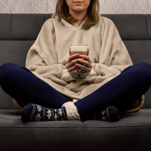 Bluzair Koco Bluza Oversize Kapturem Beżowa 4w1 Bluzair Koco Bluza Oversize Kapturem Beżowa 4w1