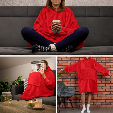Bluzair Koco Bluza Oversize Kapturem Czerwona 4w1 Bluzair Koco Bluza Oversize Kapturem Czerwona 4w1