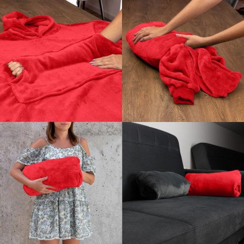 Bluzair Koco Bluza Oversize Kapturem Czerwona 4w1 Bluzair Koco Bluza Oversize Kapturem Czerwona 4w1