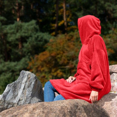 Bluzair Koco Bluza Oversize Kapturem Czerwona 4w1 Bluzair Koco Bluza Oversize Kapturem Czerwona 4w1