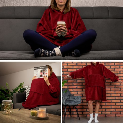 Bluzair Koco Bluza Oversize z Kapturem Bordowa 4w1 Bluzair Koco Bluza Oversize z Kapturem Bordowa 4w1