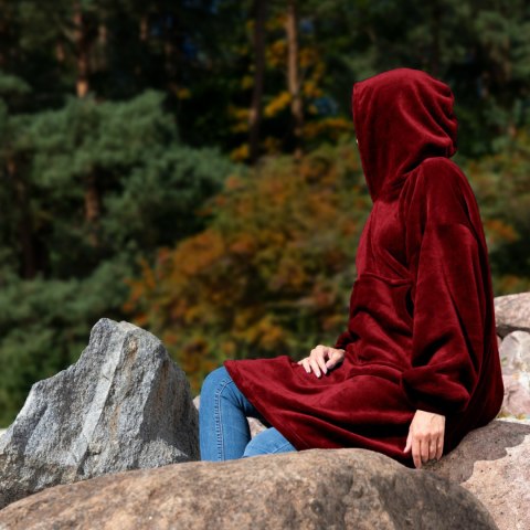 Bluzair Koco Bluza Oversize z Kapturem Bordowa 4w1 Bluzair Koco Bluza Oversize z Kapturem Bordowa 4w1