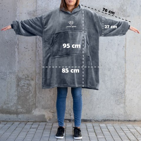 Bluzair SUPER MAMA - Bluza koc - Szary - prezent dla mamy - dzień mamy Bluzair SUPER MAMA - Bluza koc - Szary - prezent dla mamy - dzień mamy