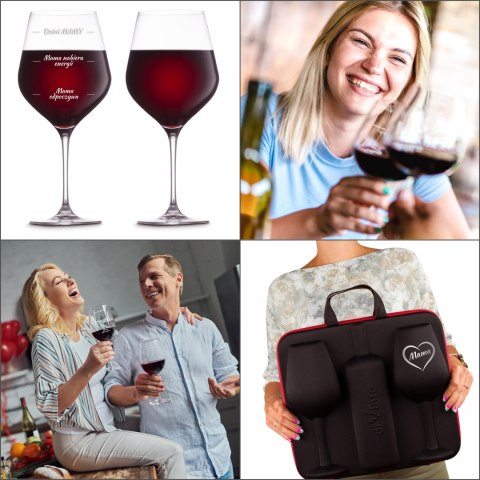 Etui na wino z kieliszkami dla Mamy -- prezent dla mamy - na dzień mamy Etui na wino z kieliszkami dla Mamy -- prezent dla mamy - na dzień mamy