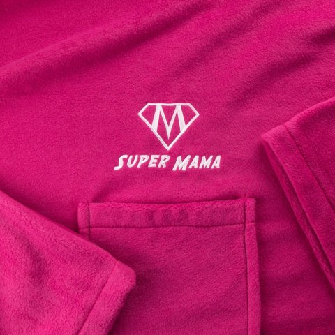 Kocyko-szlafrok SUPER MAMA - Fuksja - prezent dla mamy - na dzień mamy Kocyko-szlafrok SUPER MAMA - Fuksja - prezent dla mamy - na dzień mamy