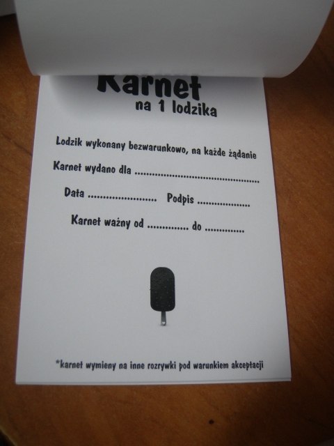 Karnet NA LODA-KSIĄŻECZKA CZEKOLADOWA 6206 Karnet NA LODA-KSIĄŻECZKA CZEKOLADOWA 6206