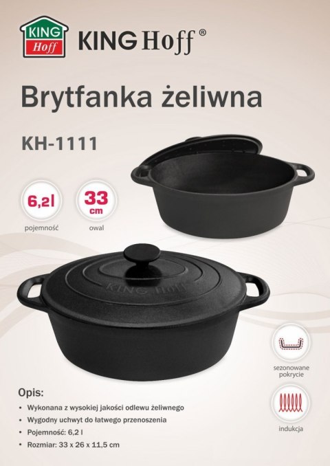 BRYTFANNA ŻELIWNA 6.2L 33cm KiNGHOFF KH-1111 BRYTFANNA ŻELIWNA 6.2L 33cm KiNGHOFF KH-1111