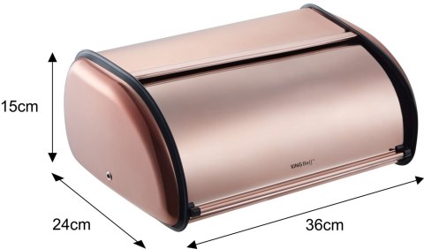 CHLEBAK STALOWY MAŁY 36CM POJEMNIK CHLEB KINGHOFF RÓŻOWE ZŁOTO POŁYSK KINGHOFF KH-1840 CHLEBAK STALOWY MAŁY 36CM POJEMNIK CHLEB KINGHOFF RÓŻOWE ZŁOTO POŁYSK KINGHOFF KH-1840