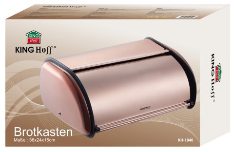 CHLEBAK STALOWY MAŁY 36CM POJEMNIK CHLEB KINGHOFF RÓŻOWE ZŁOTO POŁYSK KINGHOFF KH-1840 CHLEBAK STALOWY MAŁY 36CM POJEMNIK CHLEB KINGHOFF RÓŻOWE ZŁOTO POŁYSK KINGHOFF KH-1840