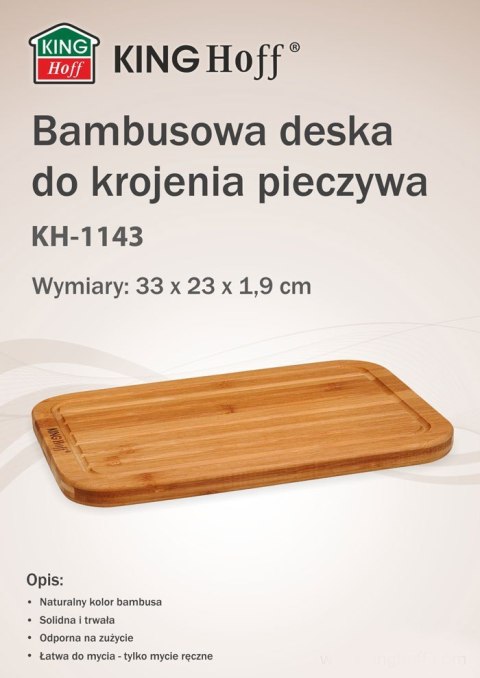 DESKA DO KROJENIA 33 X 23CM BAMBUSOWA KiNGHOFF KH-1143 DESKA DO KROJENIA 33 X 23CM BAMBUSOWA KiNGHOFF KH-1143