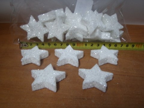 Gwiazdki styropianowe 20szt. brokat 4cm | 6260 Gwiazdki styropianowe 20szt. brokat 4cm | 6260