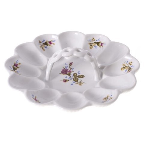Talerz ceramiczny na jajka z uchwytem RÓŻA 22cm | OD8506 Talerz ceramiczny na jajka z uchwytem RÓŻA 22cm | OD8506