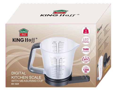 ELEKTRONICZNA WAGA KUCHENNA Z DZBANKIEM 1200ML / 1G / 5KG KINGHOFF KH-1829 ELEKTRONICZNA WAGA KUCHENNA Z DZBANKIEM 1200ML / 1G / 5KG KINGHOFF KH-1829