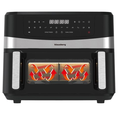 FRYTOWNICA BEZTŁUSZCZOWA DWUKOMOROWA 9L 1750W KLAUSBERG AIR FRYER KB-7717 FRYTOWNICA BEZTŁUSZCZOWA DWUKOMOROWA 9L 1750W KLAUSBERG AIR FRYER KB-7717
