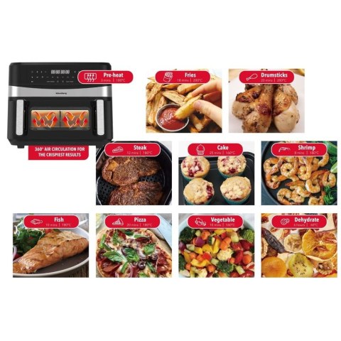 FRYTOWNICA BEZTŁUSZCZOWA DWUKOMOROWA 9L 1750W KLAUSBERG AIR FRYER KB-7717 FRYTOWNICA BEZTŁUSZCZOWA DWUKOMOROWA 9L 1750W KLAUSBERG AIR FRYER KB-7717