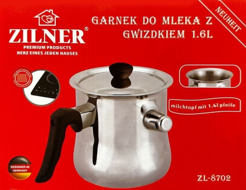 GARNEK DO MLEKA Z GWIZDKIEM ORAZ POKRYWKĄ 1.6L INDUKCJA ZILNER ZL-8702 GARNEK DO MLEKA Z GWIZDKIEM ORAZ POKRYWKĄ 1.6L INDUKCJA ZILNER ZL-8702