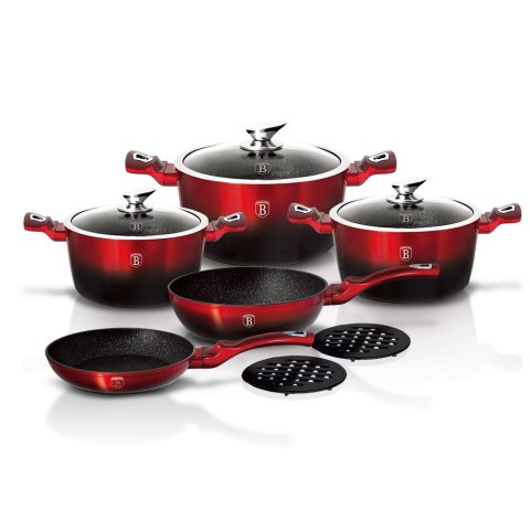 GARNKI BERLINGER HAUS METALLIC BLACK BURGUNDY LINE 10 ELE BH-1631-N GARNKI BERLINGER HAUS METALLIC BLACK BURGUNDY LINE 10 ELE BH-1631-N