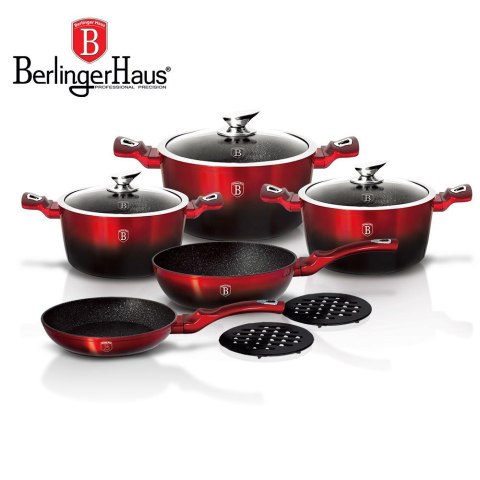 GARNKI BERLINGER HAUS METALLIC BLACK BURGUNDY LINE 10 ELE BH-1631-N GARNKI BERLINGER HAUS METALLIC BLACK BURGUNDY LINE 10 ELE BH-1631-N