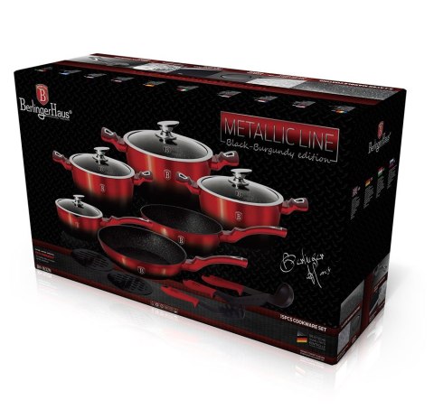 GARNKI BERLINGER HAUS METALLIC BLACK BURGUNDY LINE 15 ELE BH-1632-N GARNKI BERLINGER HAUS METALLIC BLACK BURGUNDY LINE 15 ELE BH-1632-N