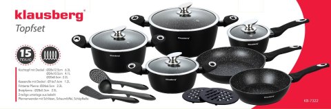 GARNKI GRANITOWE 15 ELE. KLAUSBERG MARMO KB-7322 GARNKI GRANITOWE 15 ELE. KLAUSBERG MARMO KB-7322