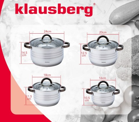 GARNKI STALOWE 8 EL. 2.1/2.9/3.9/6.6L KLAUSBERG KB-7701 GARNKI STALOWE 8 EL. 2.1/2.9/3.9/6.6L KLAUSBERG KB-7701