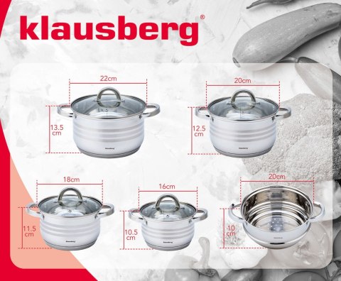 GARNKI STALOWE 9 EL. 2.1/2.9/3.9/5.0L KLAUSBERG KB-7695 GARNKI STALOWE 9 EL. 2.1/2.9/3.9/5.0L KLAUSBERG KB-7695