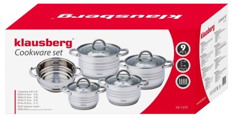 GARNKI STALOWE 9 EL. 2.1/2.9/3.9/5.0L KLAUSBERG KB-7695 GARNKI STALOWE 9 EL. 2.1/2.9/3.9/5.0L KLAUSBERG KB-7695