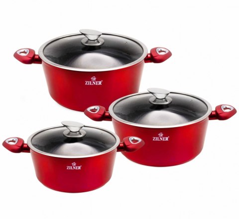 GARNKI z POWŁOKĄ GRANITOWĄ 6 EL. ZILNER CHERRY RED ZL-8561 GARNKI z POWŁOKĄ GRANITOWĄ 6 EL. ZILNER CHERRY RED ZL-8561