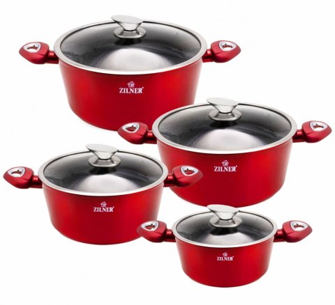 GARNKI z POWŁOKĄ GRANITOWĄ 8 EL. ZILNER CHERRY RED ZL-8551 GARNKI z POWŁOKĄ GRANITOWĄ 8 EL. ZILNER CHERRY RED ZL-8551
