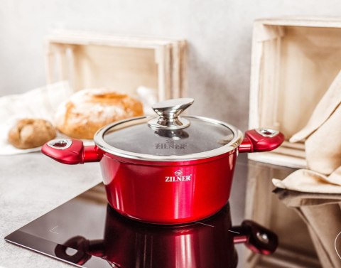 GARNKI z POWŁOKĄ GRANITOWĄ 8 EL. ZILNER CHERRY RED ZL-8551 GARNKI z POWŁOKĄ GRANITOWĄ 8 EL. ZILNER CHERRY RED ZL-8551