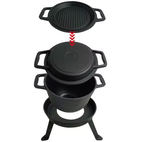 KOCIOŁEK ŻELIWNY MYŚLIWSKI 8.0L Z PATELNIĄ GRILL 2 W 1 KINGHOFF KH-1733 KOCIOŁEK ŻELIWNY MYŚLIWSKI 8.0L Z PATELNIĄ GRILL 2 W 1 KINGHOFF KH-1733