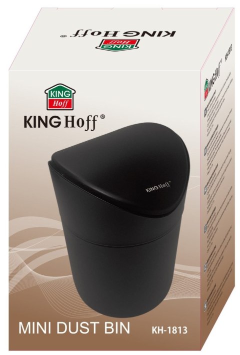 MINI KOSZ NA ŚMIECI MAŁY CZARNY MATOWY KINGHOFF KH-1813 MINI KOSZ NA ŚMIECI MAŁY CZARNY MATOWY KINGHOFF KH-1813