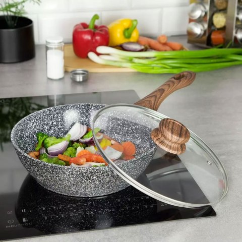 PATELNIA / WOK 28CM KiNGHOFF GRANIT WOOD KH-1171 / 1584 PATELNIA / WOK 28CM KiNGHOFF GRANIT WOOD KH-1171 / 1584