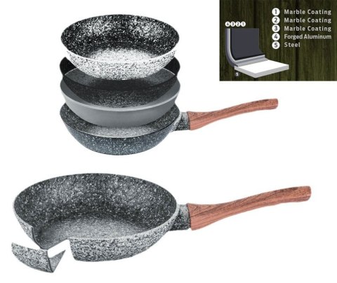 PATELNIA / WOK 28CM KiNGHOFF GRANIT WOOD KH-1171 / 1584 PATELNIA / WOK 28CM KiNGHOFF GRANIT WOOD KH-1171 / 1584