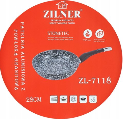 PATELNIA 28CM MARMUROWO-CERAMICZNA ZILNER ZL-7118 PATELNIA 28CM MARMUROWO-CERAMICZNA ZILNER ZL-7118