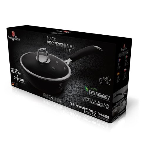 PATELNIA TYTANOWA GŁĘBOKA 24cm BERLINGER HAUS BLACK PROFESSIONAL LINE BH-6119 PATELNIA TYTANOWA GŁĘBOKA 24cm BERLINGER HAUS BLACK PROFESSIONAL LINE BH-6119