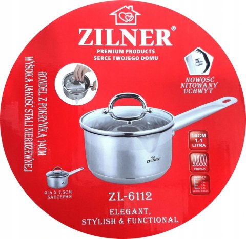 RONDEL STALOWY 1.0L / 14CM Z WYLEWKĄ ZILNER ZL-6112 RONDEL STALOWY 1.0L / 14CM Z WYLEWKĄ ZILNER ZL-6112