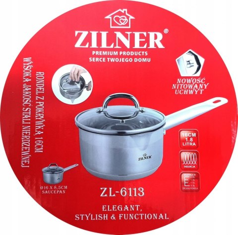 RONDEL STALOWY 1.8L / 16CM Z WYLEWKĄ ZILNER ZL-6113 RONDEL STALOWY 1.8L / 16CM Z WYLEWKĄ ZILNER ZL-6113
