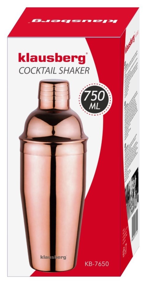 SHAKER BARMAŃSKI DO DRINKÓW KOKTAJLI 750ML ROSEGOLD KLAUSBERG KB-7650 SHAKER BARMAŃSKI DO DRINKÓW KOKTAJLI 750ML ROSEGOLD KLAUSBERG KB-7650