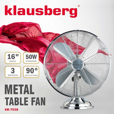 WENTYLATOR BIURKOWY 40CM 50W METALOWY KLAUSBERG KB-7538 WENTYLATOR BIURKOWY 40CM 50W METALOWY KLAUSBERG KB-7538